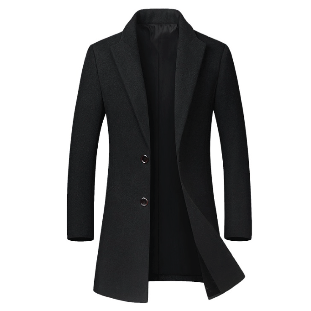 Wool Coat Single Collar - Black