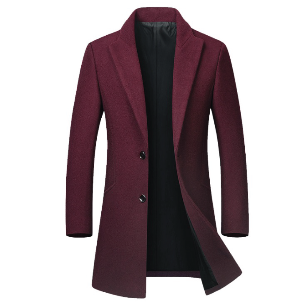 Wool Coat Single Collar - Red Wine